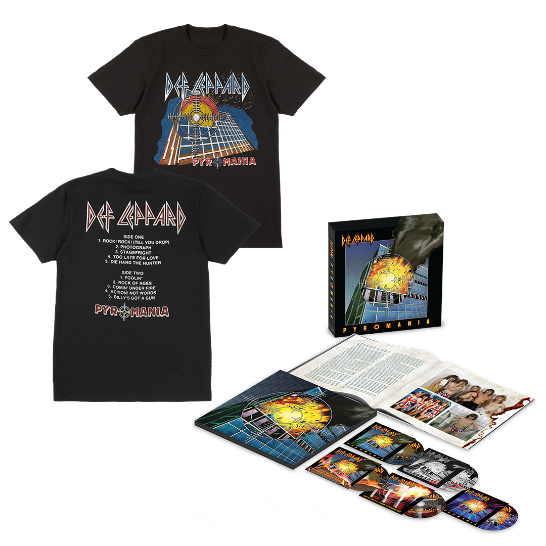 Pyromania 40: 4CD & Blu-Ray + Pyromania Tracklist T-Shirt