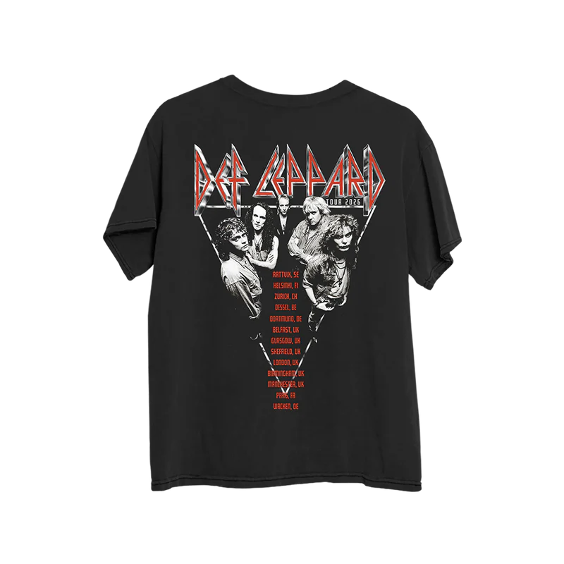 Def Leppard - Chrome Logo Live 2026 Black T-Shirt